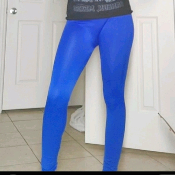 NWOT Royal Bright Blue High Waist Tights Leggings XS Small Yoga Gym Pants - Picture 2 of 8